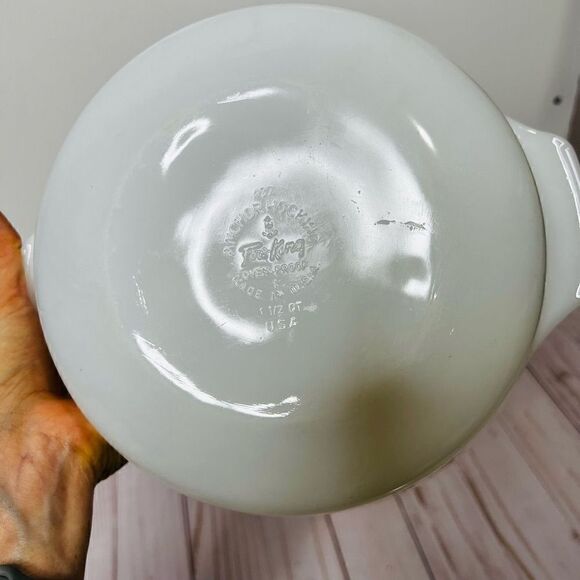 Anchor Hocking Fire King Casserole Baker Dish White Green Floral - Picture 3 of 7